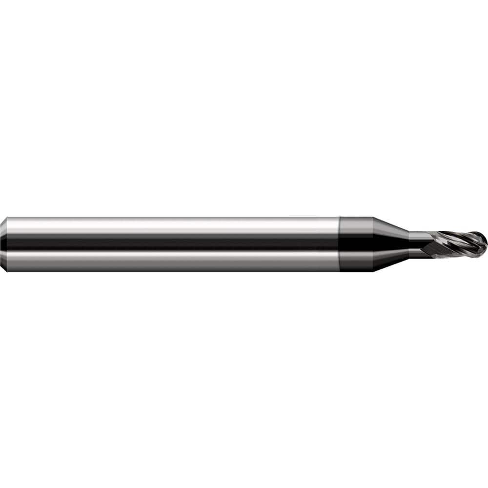 Harvey Tool Ball End Mill: 1/32" Dia, .046" LOC, 2-1/2" OAL, 3/32" Reach, 3 Flute, Amorphous Diamond, 47931-C4