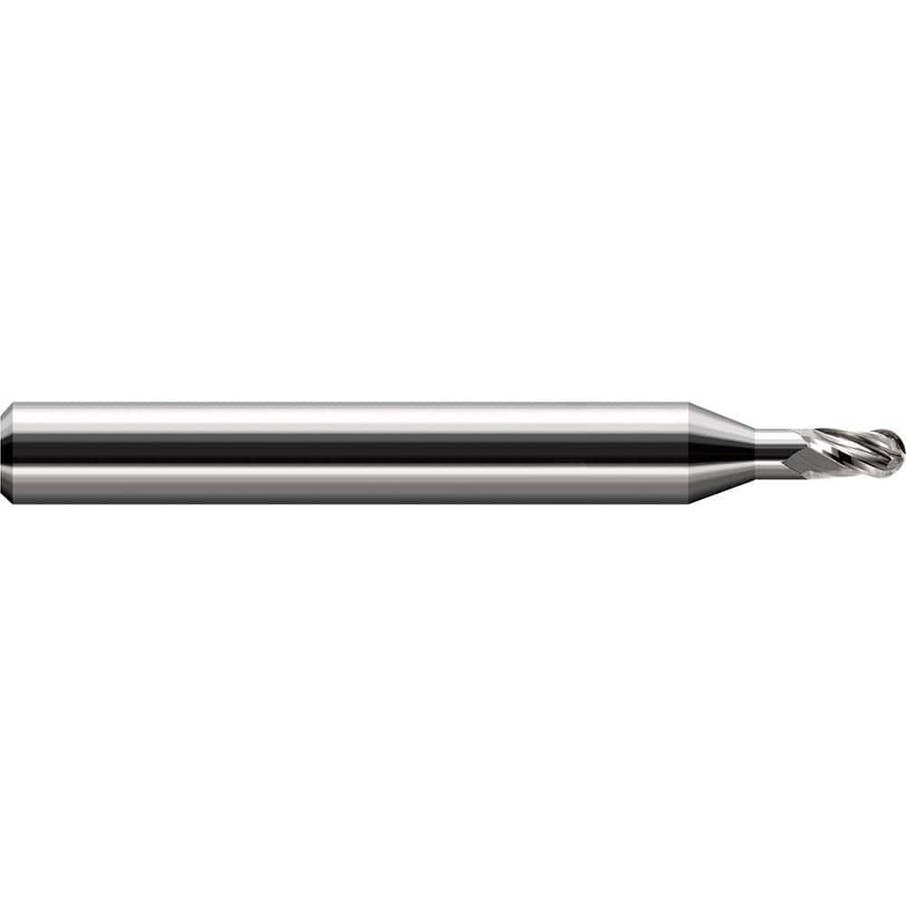 Harvey Tool Ball End Mill: .050" Dia, .075" LOC, 2-1/2" OAL, .150" Reach, 3 Flute, Uncoated, 47950
