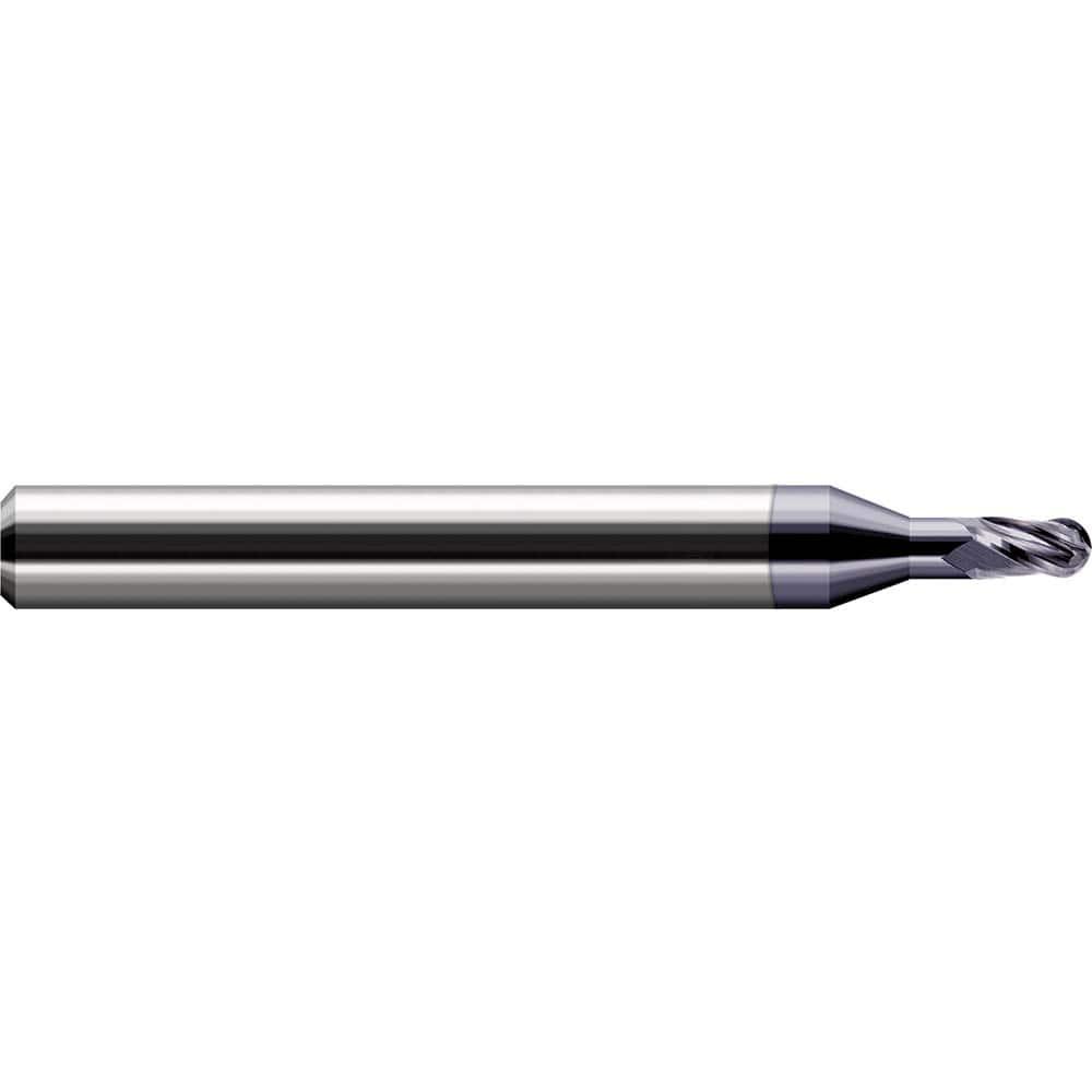 Harvey Tool Ball End Mill: .060" Dia, .090" LOC, 2-1/2" OAL, .180" Reach, 3 Flute, AlTiN, 47960-C3