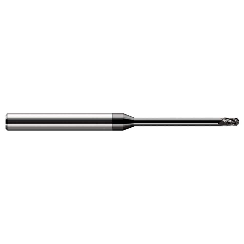 Harvey Tool Ball End Mill: .035" Dia, .052" LOC, 2-1/2" OAL, .425" Reach, 3 Flute, Amorphous Diamond, 35635-C4