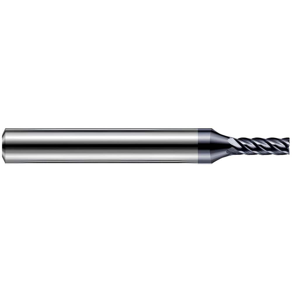 Harvey Tool Corner Radius End Mill: 1/64" Dia, .045" LOC, 2-1/2" OAL, .003" Corner Radius, 5 Flute, AlTiN Nano, 760415-C6