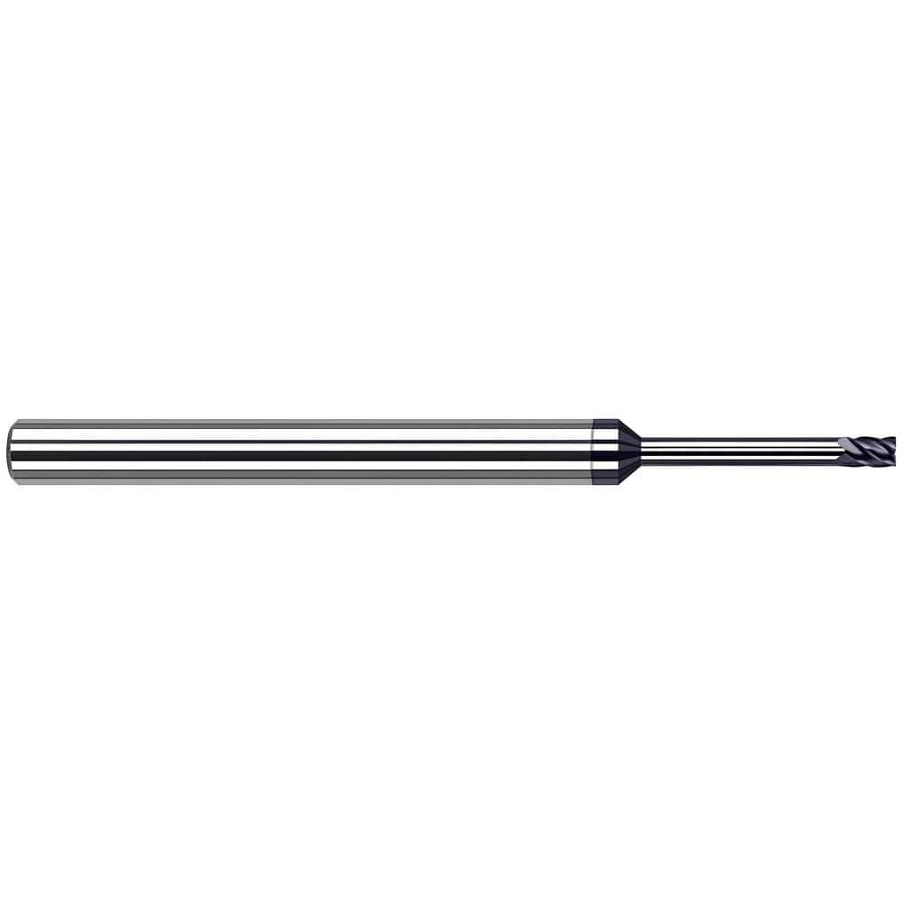 Harvey Tool Corner Radius End Mill: 1/16" Dia, 3/32" LOC, 2-1/2" OAL, .005" Corner Radius, 1/2" Reach, 5 Flute, AlTiN Nano, 812562-C6