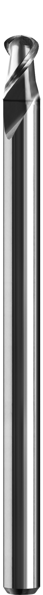 SGS Ball End Mill: .062" Dia, .186" LOC, 1-1/2" OAL, 2 Flute, Bright/Uncoated, Solid Carbide, 00867