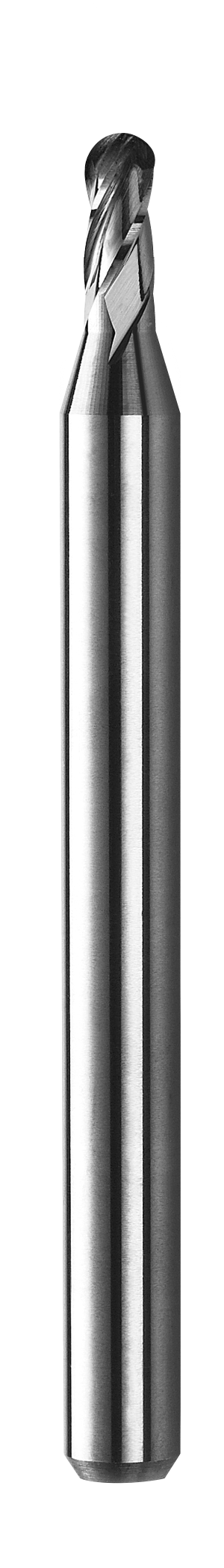 SGS Ball End Mill: .015" Dia, .023" LOC, 1-1/2" OAL, 4 Flute, Bright/Uncoated, Solid Carbide, 00750