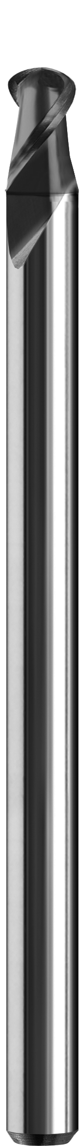 SGS Ball End Mill: .059" Dia, .089" LOC, 1-1/2" OAL, 2 Flute, AlTiN (Ti-NAMITE-A), Solid Carbide, 02522