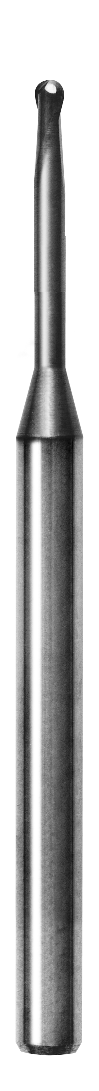 SGS Ball End Mill: .062" Dia, .186" LOC, 2" OAL, .496" Reach, 2 Flute, Bright/Uncoated, Solid Carbide, 09325