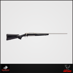 Browning X-Bolt Stalker .223 Rem Stainless (SKU: 035497208), showcasing its matte stainless steel barrel and action, black synthetic stock with textured grip surfaces, and Inflex Technology recoil pad. Ideal for Australian hunting and shooting conditions. Browning X-Bolt Stalker .223 Rem Stainless (SKU: 035497208), showcasing its matte stainless steel barrel and action, black synthetic stock with textured grip surfaces, and Inflex Technology recoil pad. Ideal for Australian hunting and shooting conditions.