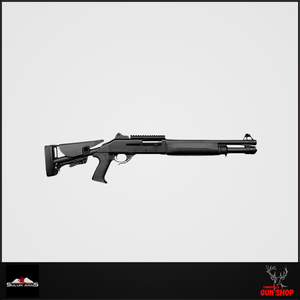 High-resolution image of the Sulun Arms TACSORAS 14.5" 12G "Scrubsoras" lever-release shotgun, featuring a 14.5-inch chrome-lined barrel, adjustable M4-style stock, and tactical sights, ideal for Australian hunting and range conditions. High-resolution image of the Sulun Arms TACSORAS 14.5" 12G "Scrubsoras" lever-release shotgun, featuring a 14.5-inch chrome-lined barrel, adjustable M4-style stock, and tactical sights, ideal for Australian hunting and range conditions.