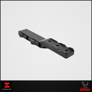 The product image displays the HIKMICRO Quick Release Scope Rail (HM-QR01), highlighting its sleek aluminum construction and compact design. The rail features a quick-release mechanism for effortless mounting and dismounting of compatible optics. Included in the image are the Weaver block, wrench, and screws, showcasing the complete package ready for installation. The product image displays the HIKMICRO Quick Release Scope Rail (HM-QR01), highlighting its sleek aluminum construction and compact design. The rail features a quick-release mechanism for effortless mounting and dismounting of compatible optics. Included in the image are the Weaver block, wrench, and screws, showcasing the complete package ready for installation.