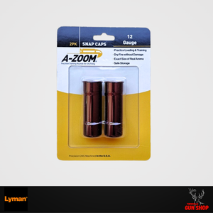 A-ZOOM 12 Gauge Snap Caps 2-Pack – Durable aluminium dummy rounds for safe training and dry firing (SKU AZ12G)