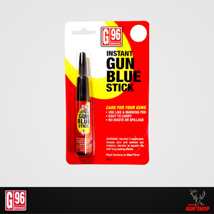 G96 Gun Blue Stick (G96-1078) – compact cold bluing stick for firearm scratch repair and cosmetic touch-up, ideal for workshop or field use. G96 Gun Blue Stick (G96-1078) – compact cold bluing stick for firearm scratch repair and cosmetic touch-up, ideal for workshop or field use.