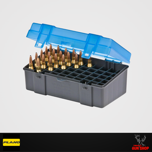 Plano PL122950 Medium Rifle Ammo Box – 50-round case for .243, .308, 7mm-08, .45-70 cartridges (SKU PL122950) Plano PL122950 Medium Rifle Ammo Box – 50-round case for .243, .308, 7mm-08, .45-70 cartridges (SKU PL122950)