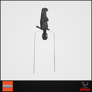 CH40953 – Champion DuraSeal 7" black varmint-shaped target on a ground stake mount, designed to flex and spin on impact.