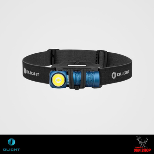 Olight Perun 2 Mini Blue Rechargeable LED Headlamp-Torch with Magnetic Tail and Headband – available now at Townsville Gun Shop. FOL-H-P2M-MB-CW.