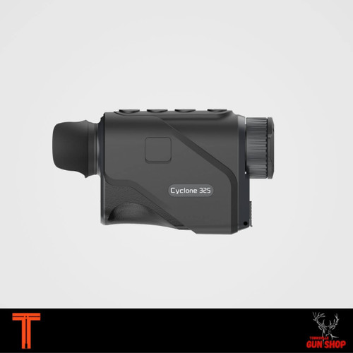ThermTec Cyclone 325 thermal monocular, handheld compact design with high-resolution thermal imaging for night observation and wildlife detection. Rugged, IP66-rated and available at Townsville Gun Shop Australia.