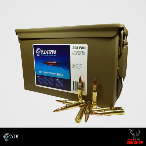 ADI World Class .308 Winchester 165GR Sierra GameKing 480PK Metal Ammo Can - Townsville Gun Shop