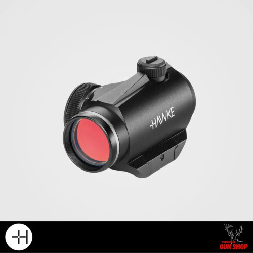 Front view of Hawke Vantage Red Dot 1x20 sight showing red‑tinted objective lens — available at Townsville Gun Shop Australia