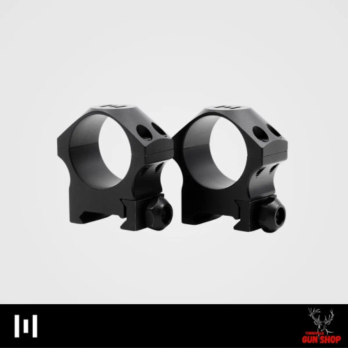 Element Accu-Lite Mounts High 30mm — precision CNC-machined aluminium scope rings with hex bolt base and weight-reducing top ports, matte black finish