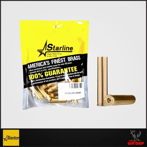 Starline .444 Marlin Brass 50pk – yellow resealable bag with visible brass cases and USA-made branding