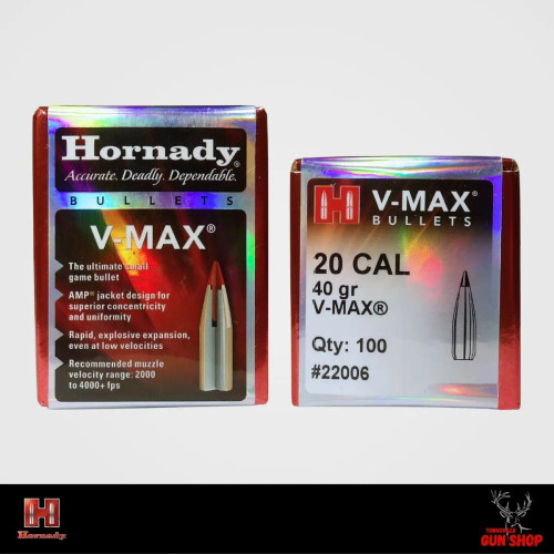 Hornady V-MAX 20CAL 40GR varmint hunting projectiles suit .204 ruger Australia