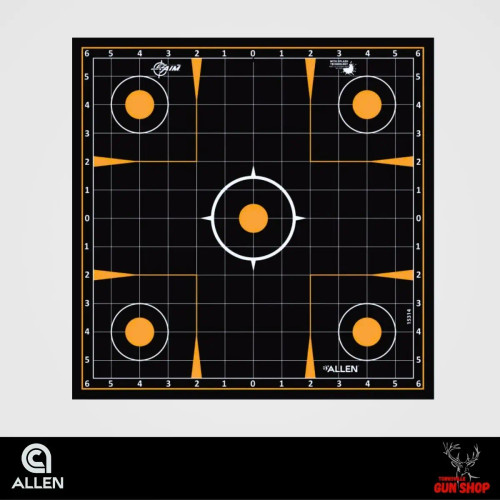 Allen EZ Aim Splash Adhesive Sight‑In Grid Target 12x12 5‑Pack front view