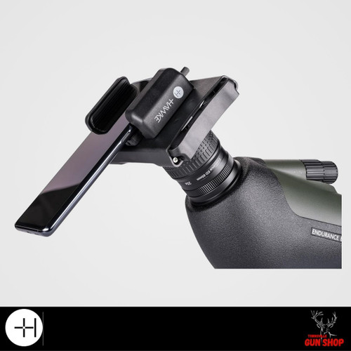 Hawke Digi‑Scope Smart Phone Adaptor 64031 attached to spotting scope eyepiece