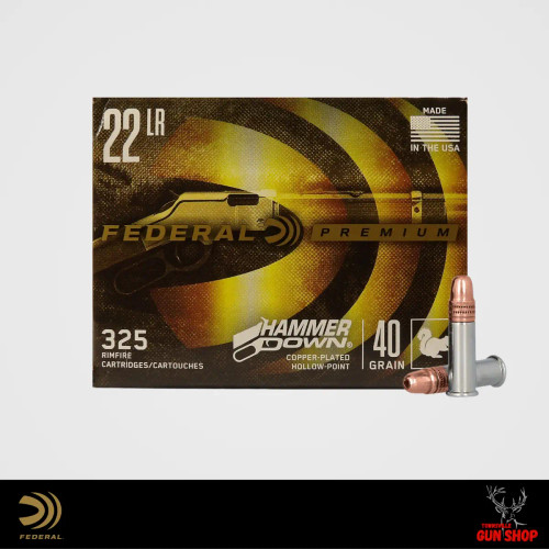 Federal .22LR 40gr CPHP HammerDown ammunition in a 325‑round bulk pack.