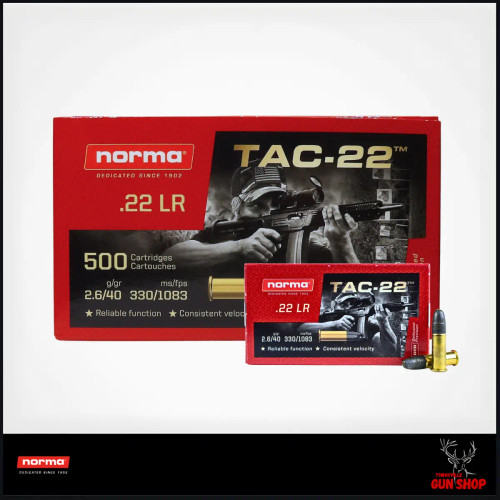 Norma TAC-22 22LR 40gr LRN 500-round bulk case front view