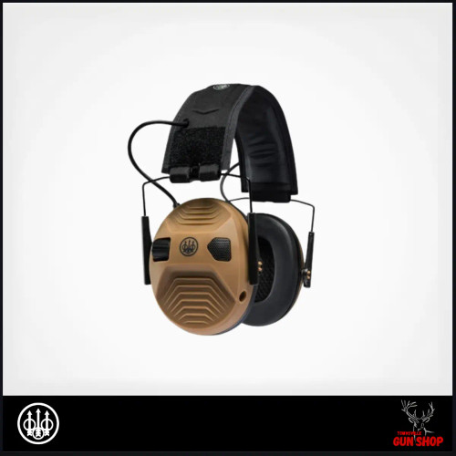 Beretta electronic earmuffs in Otter colour with padded ear cups and headband
