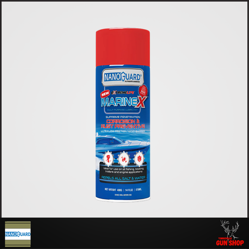 NANO GUARD EXTREMELIFE MARINE X (SKU: MAR003X), a nanotech corrosion inhibitor designed to protect firearms, tools, and marine gear from rust and salt damage. Trusted in harsh Australian coastal and humid conditions.