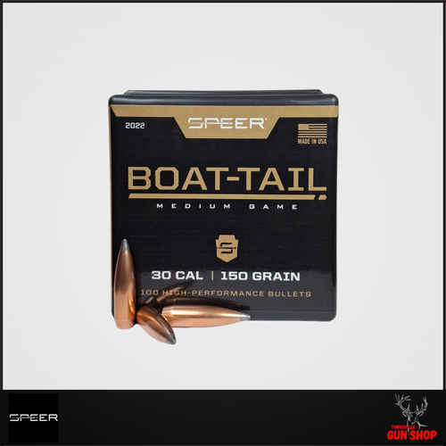 Speer .30 Cal 150GR Boat Tail Soft Point Projectiles (100PK, Part# S2022) — premium American-made reloading bullets for hunting and long-range precision across Australia.