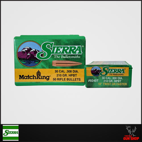Sierra MatchKing 30Cal 210gr HPBT bullets pack of 50, SKU 092763392409, S9240T
