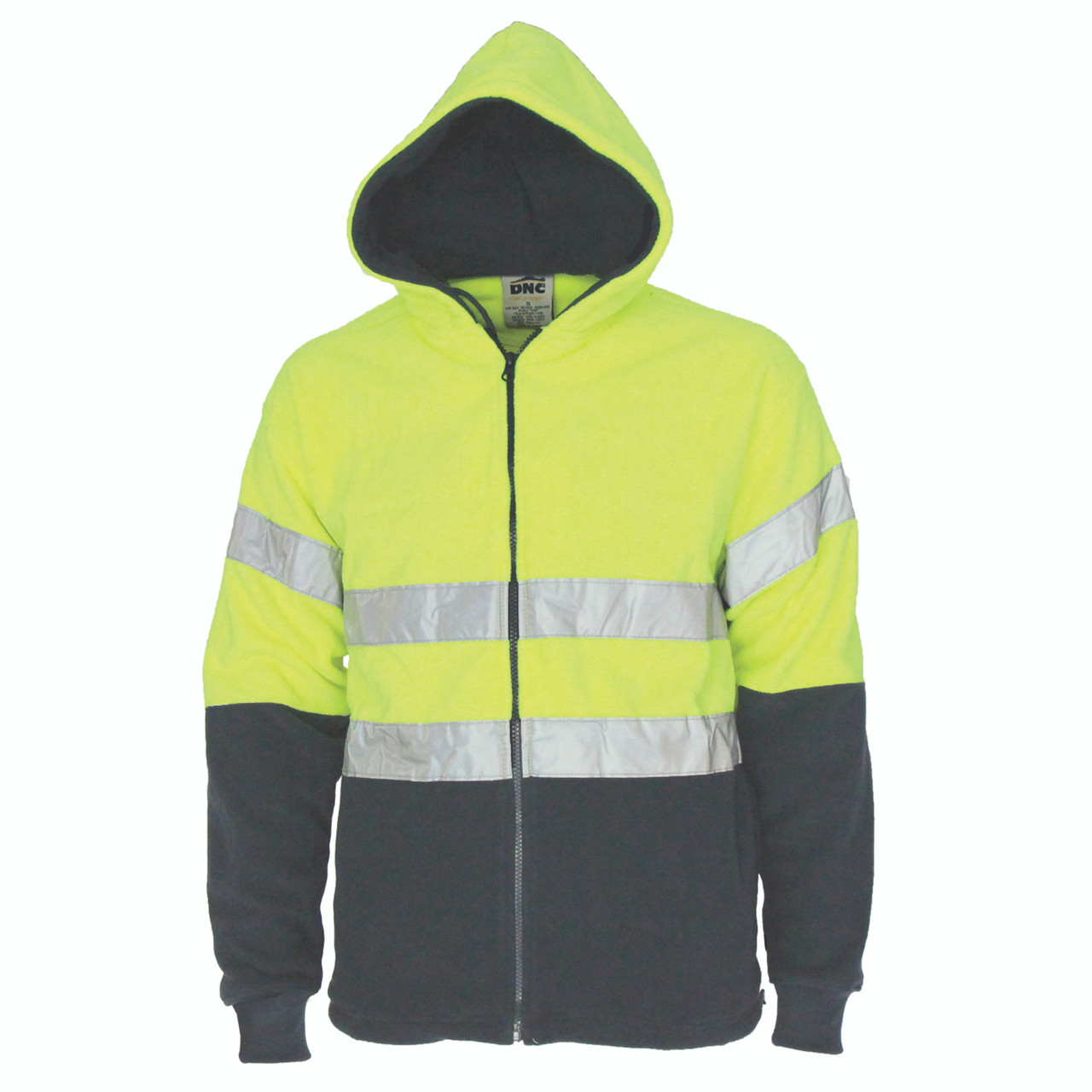 Hi-Vis full zip polar fleece hoodie with CSR R/tape
