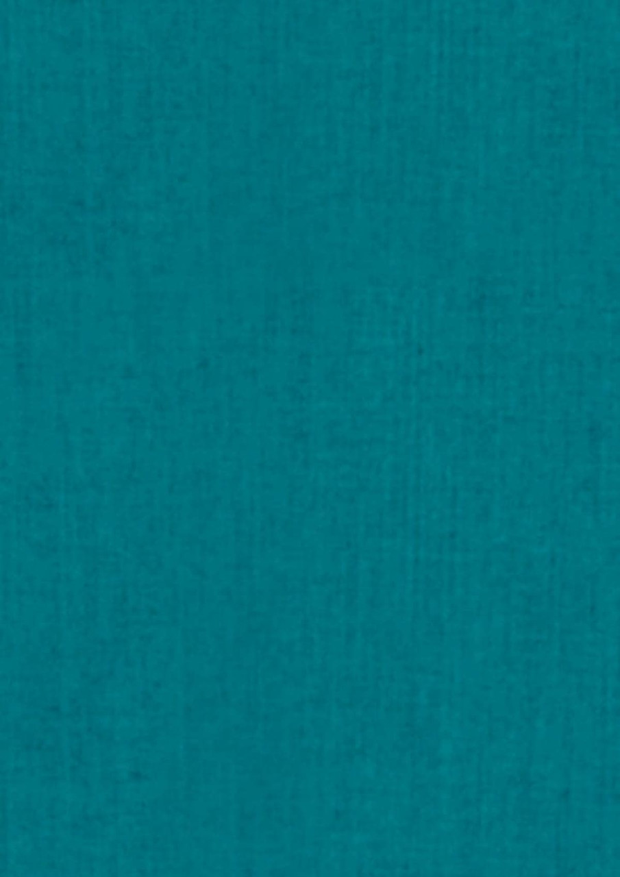 A textured fabric in a rich teal colour, suitable for a button-up shirt design. It features a logo.