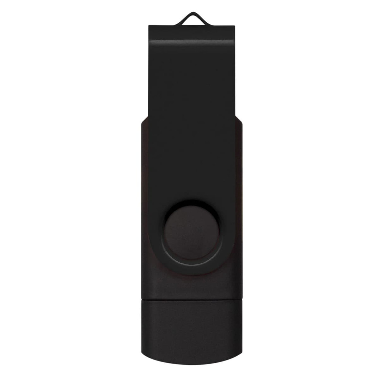 A black Helix 8GB dual flash drive with a retractable design and a branding logo.