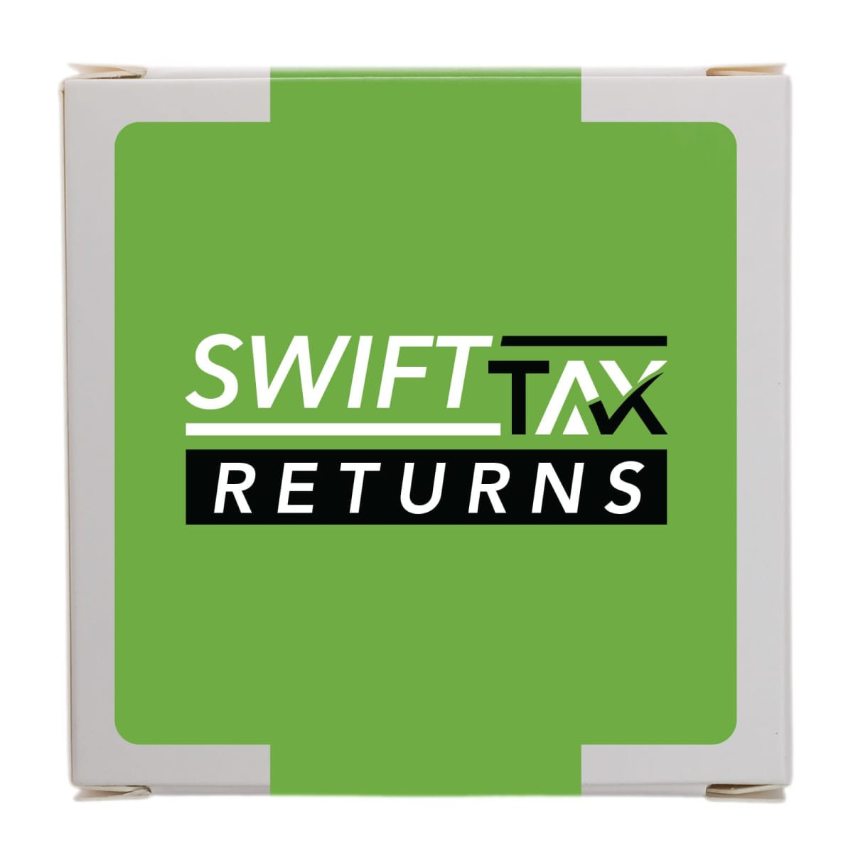 A green box featuring the logo for a product named "Swift Tax Returns."