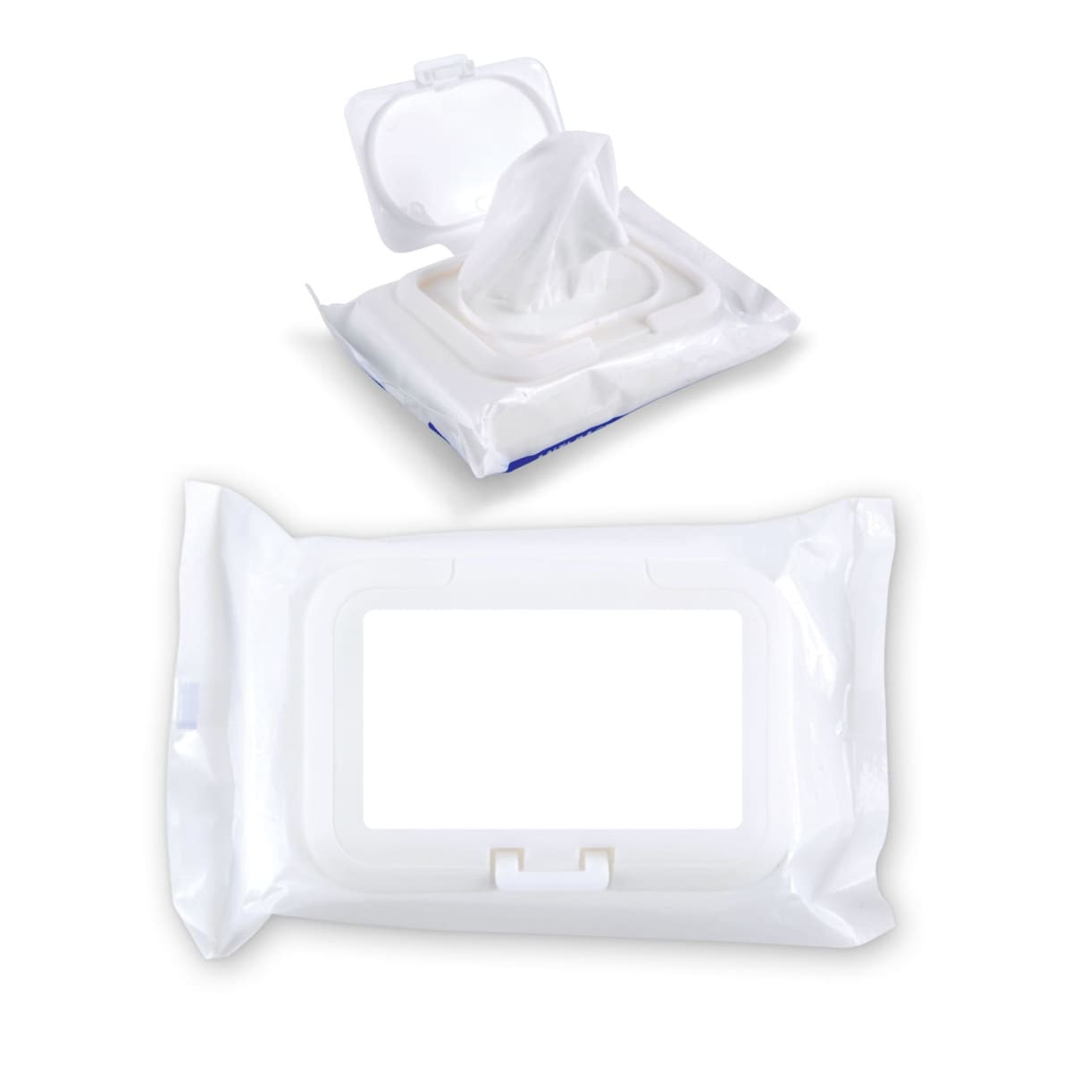 Aqua Wet Wipes pack in white, featuring a resealable lid with wipes partially pulled out.