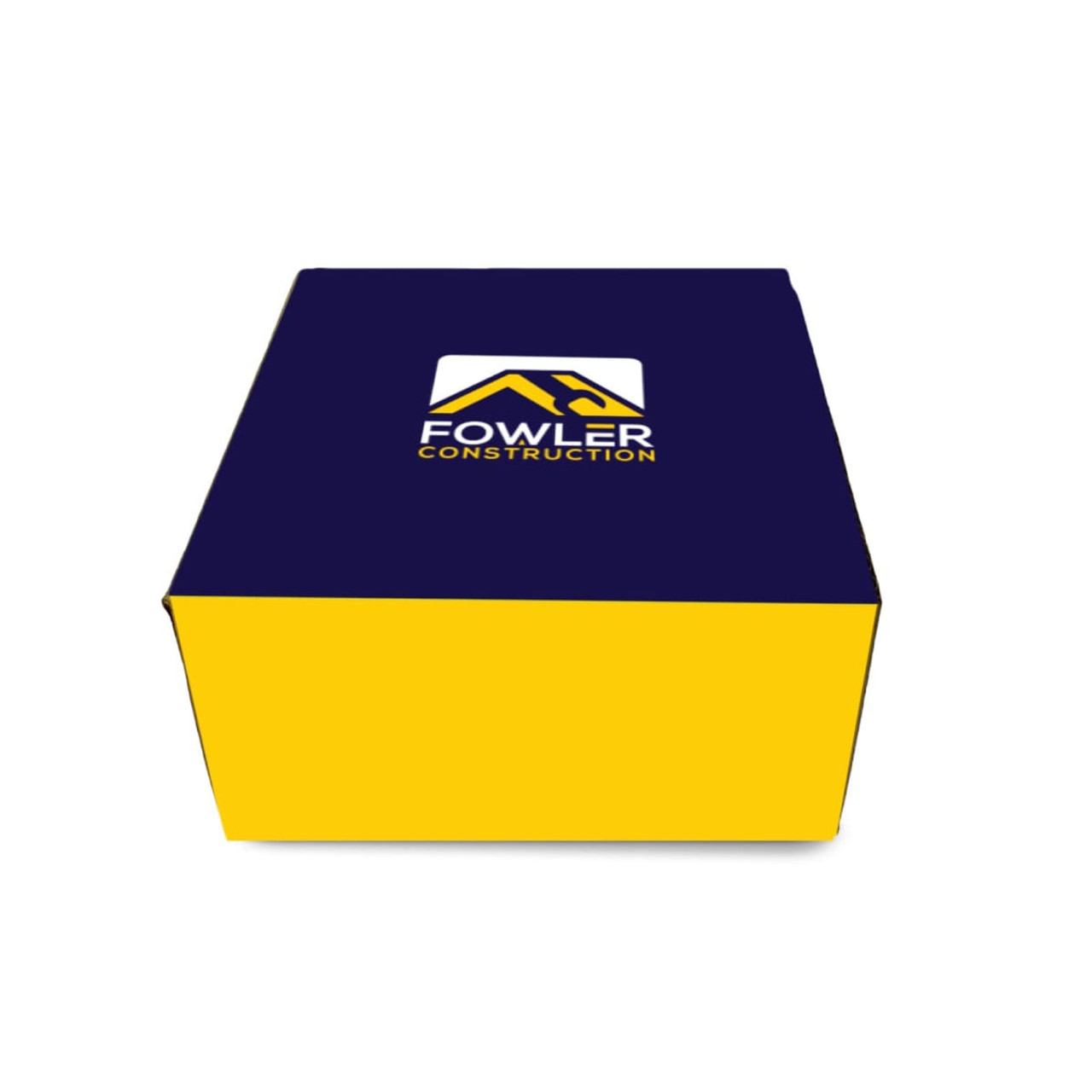 A blue and yellow box featuring a logo. The box has a solid colour design with a prominent logo on top.