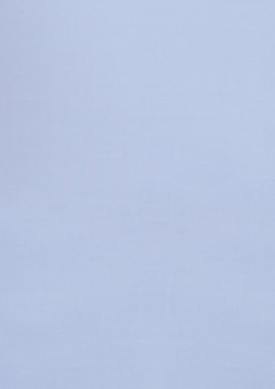 A light blue women's button-up shirt with 3/4 sleeves, featuring a logo on the front.