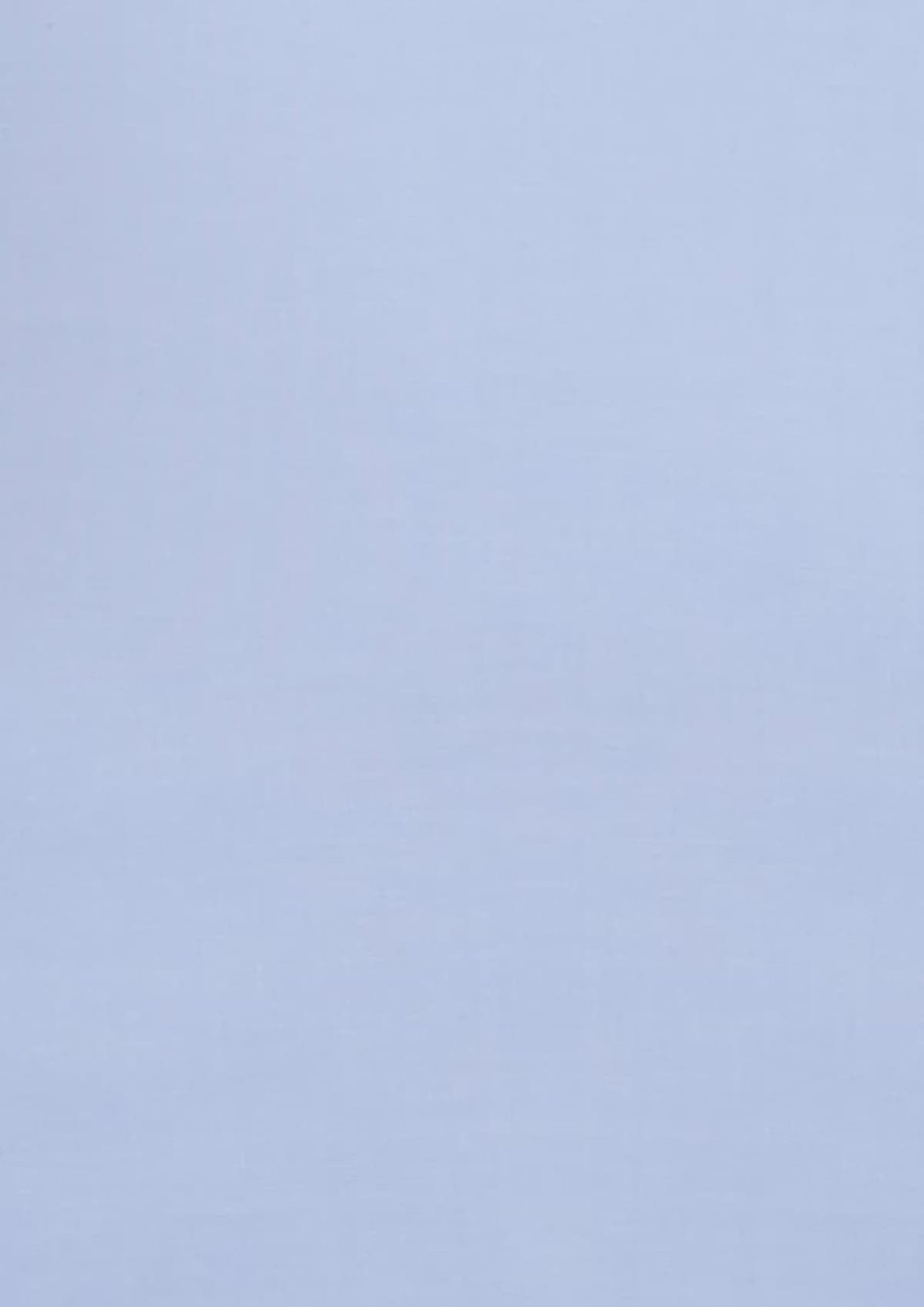 A long sleeve button-up shirt in a light blue shade with a logo on it.