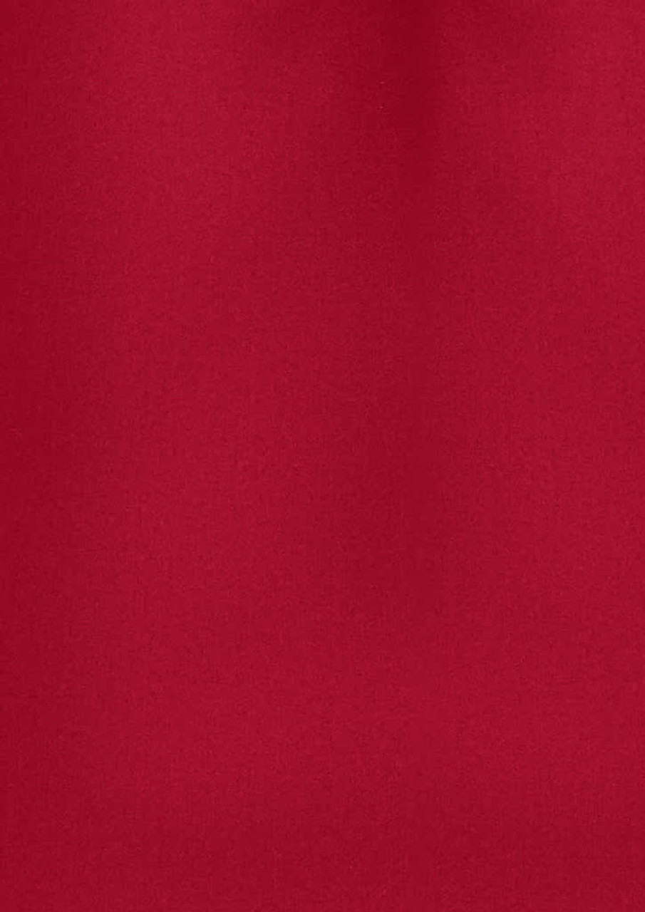 A plain short sleeve shirt in a rich red colour, featuring a logo on the fabric.
