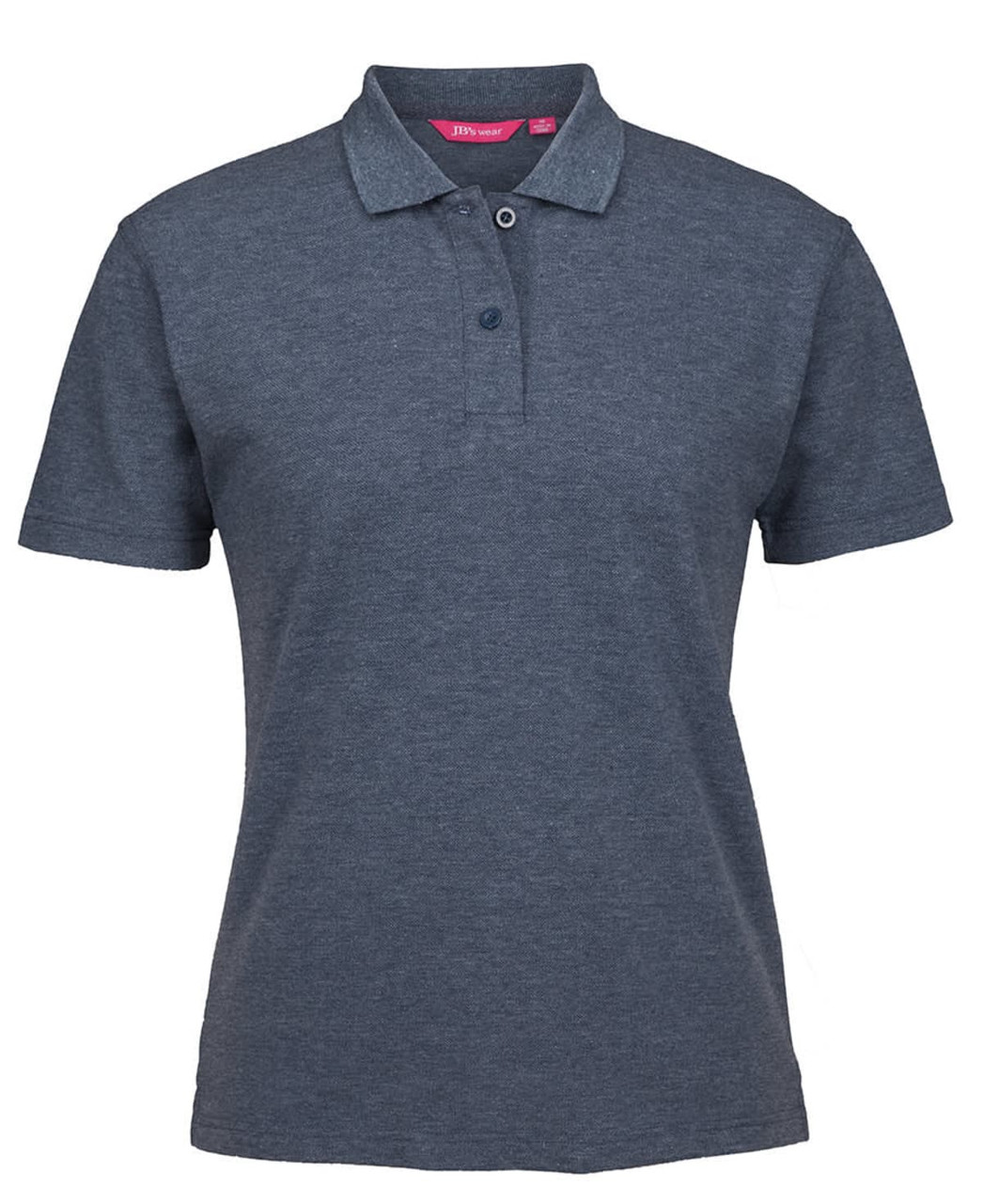 A dark grey polo shirt with a collar, short sleeves, and a buttoned placket. It features a logo.
