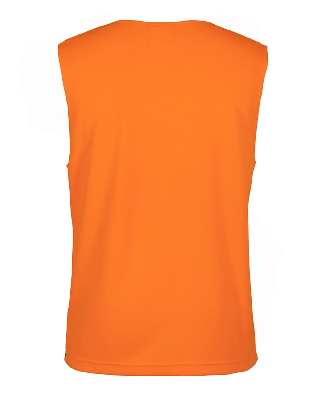 A sleeveless work singlet in bright orange, featuring a simple design with no visible branding.