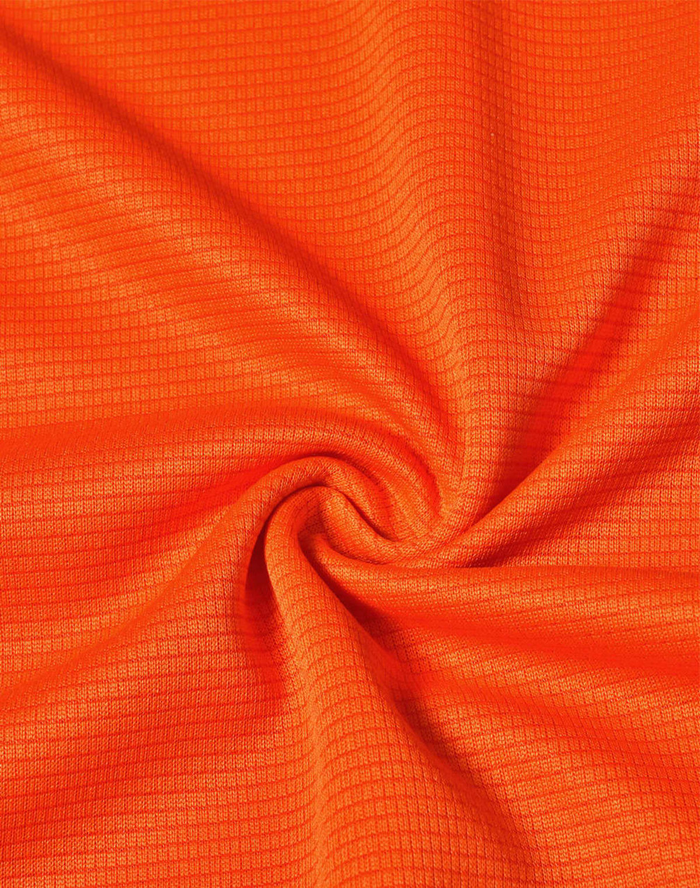 An orange textured fabric featuring a subtle check pattern, ideal for lightweight performance wear.