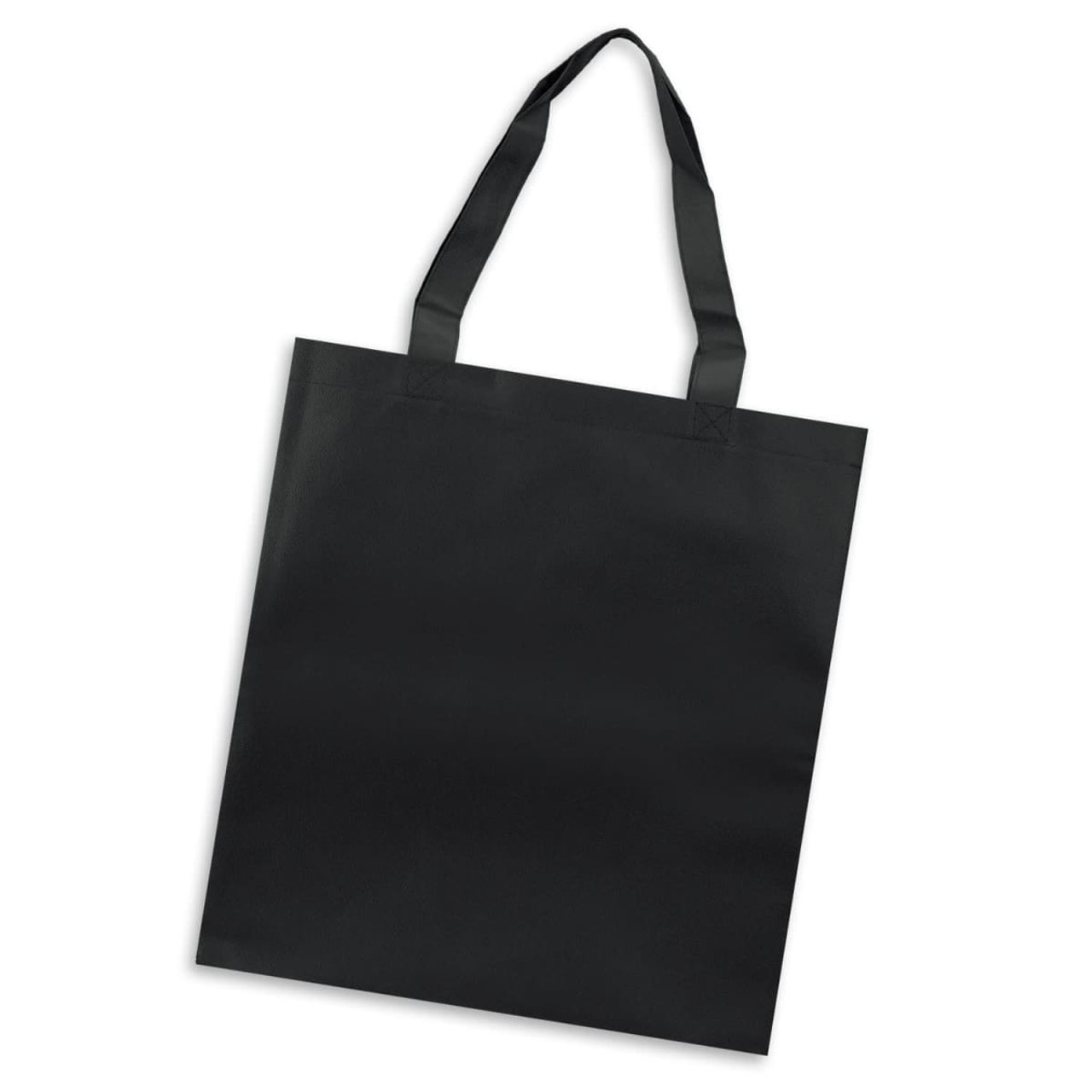 A black tote bag with two sturdy handles and a minimalist design. Features a logo on the front. A black tote bag with two sturdy handles and a minimalist design. Features a logo on the front.