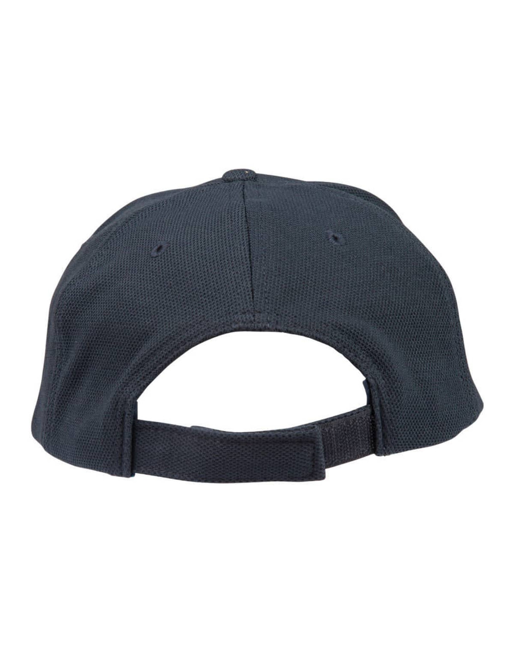 A dark navy cap featuring a textured mesh design and a back strap for adjustability.