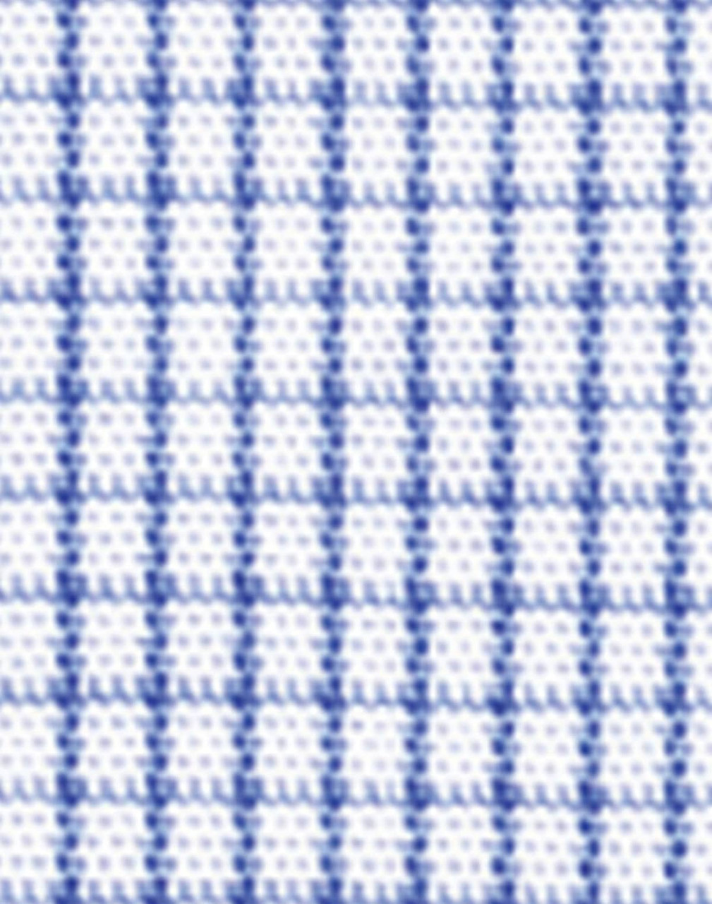 A patterned fabric featuring a mini blue check design on a white background.