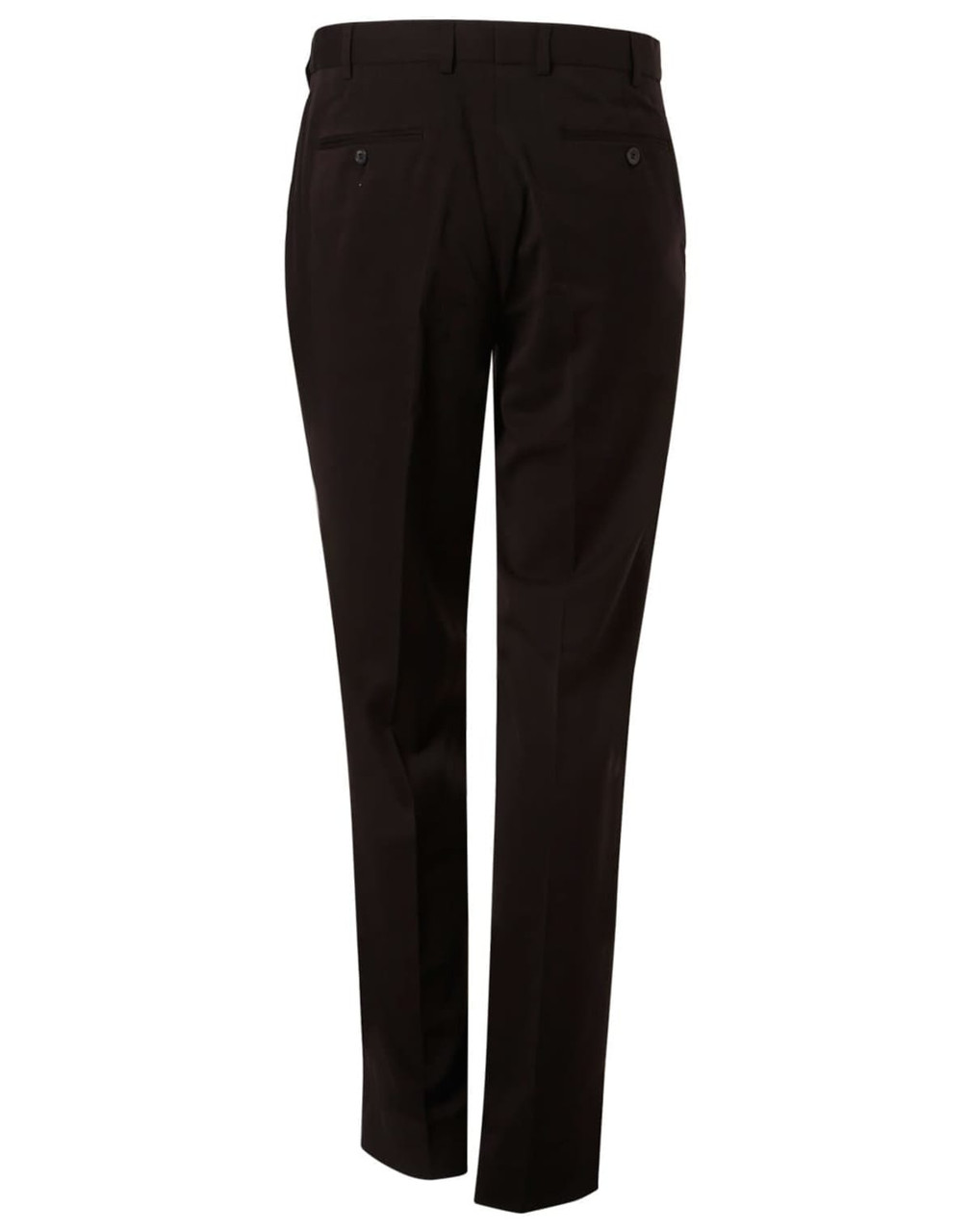 Men's black polyviscose stretch pants with a tailored fit, featuring back pockets and a logo.