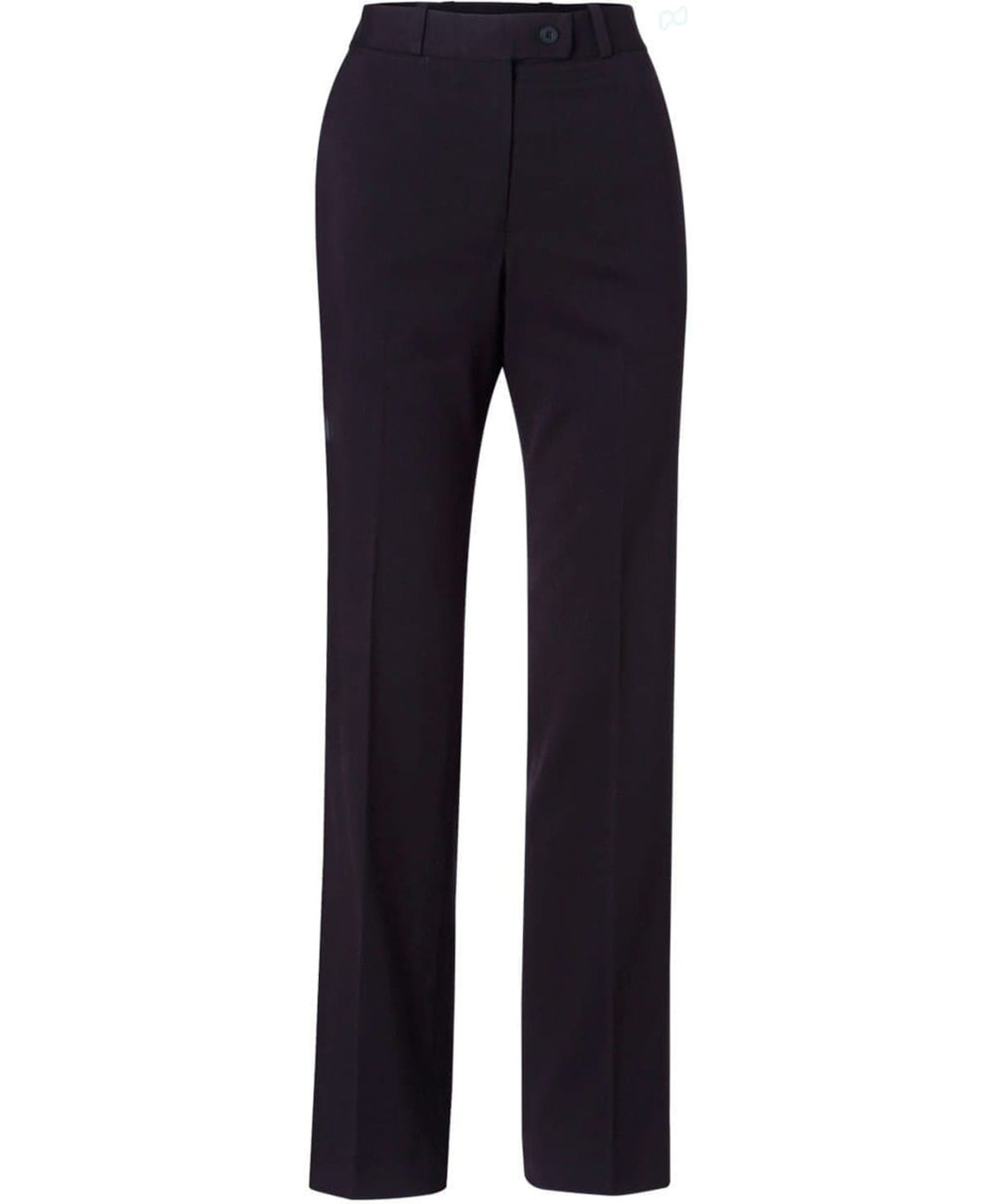 Women's utility pants in dark navy, featuring a flexi waist and made from poly/viscose stretch fabric.