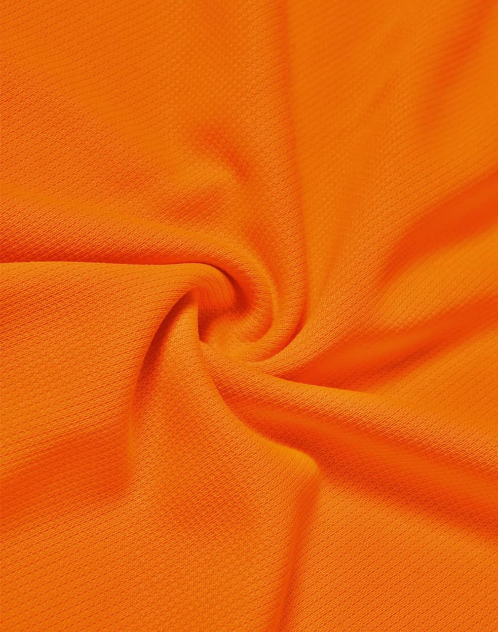 An orange fabric showcasing a textured pattern, suitable for polo shirts. The material appears lightweight and breathable.